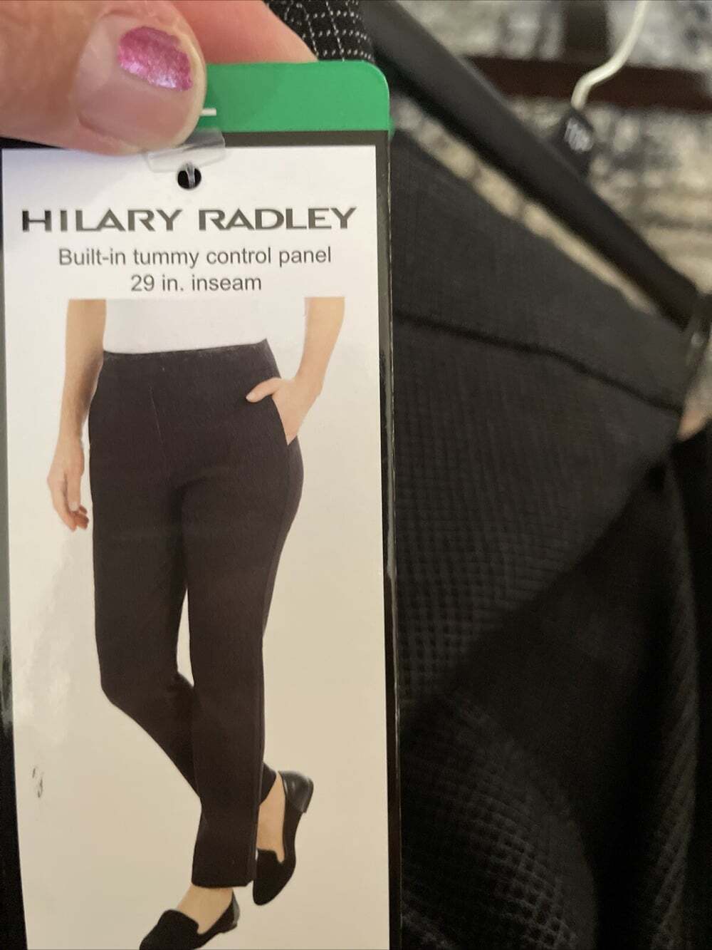 Hilary Radley Ladies' Tummy Control Pull-On Pant, Black/Off White